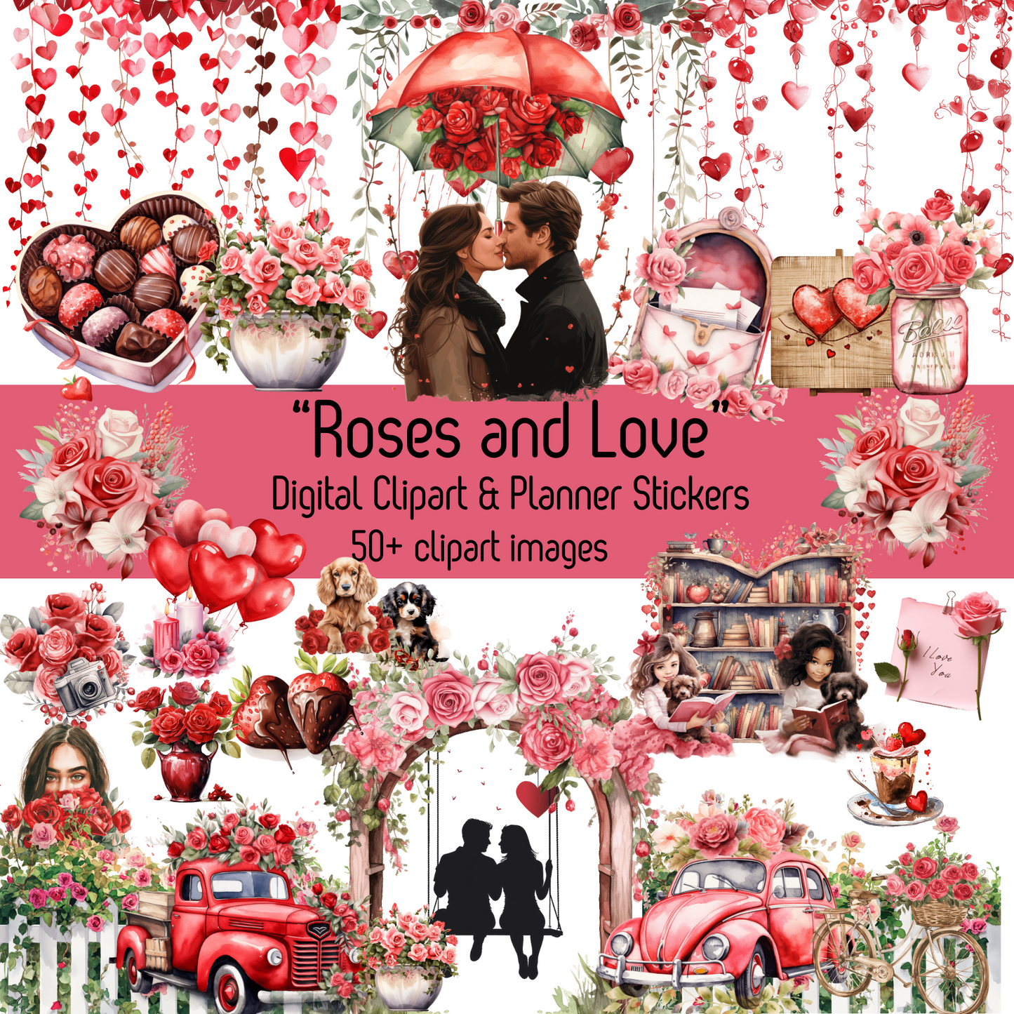 Digital Clipart-"Roses and Love"