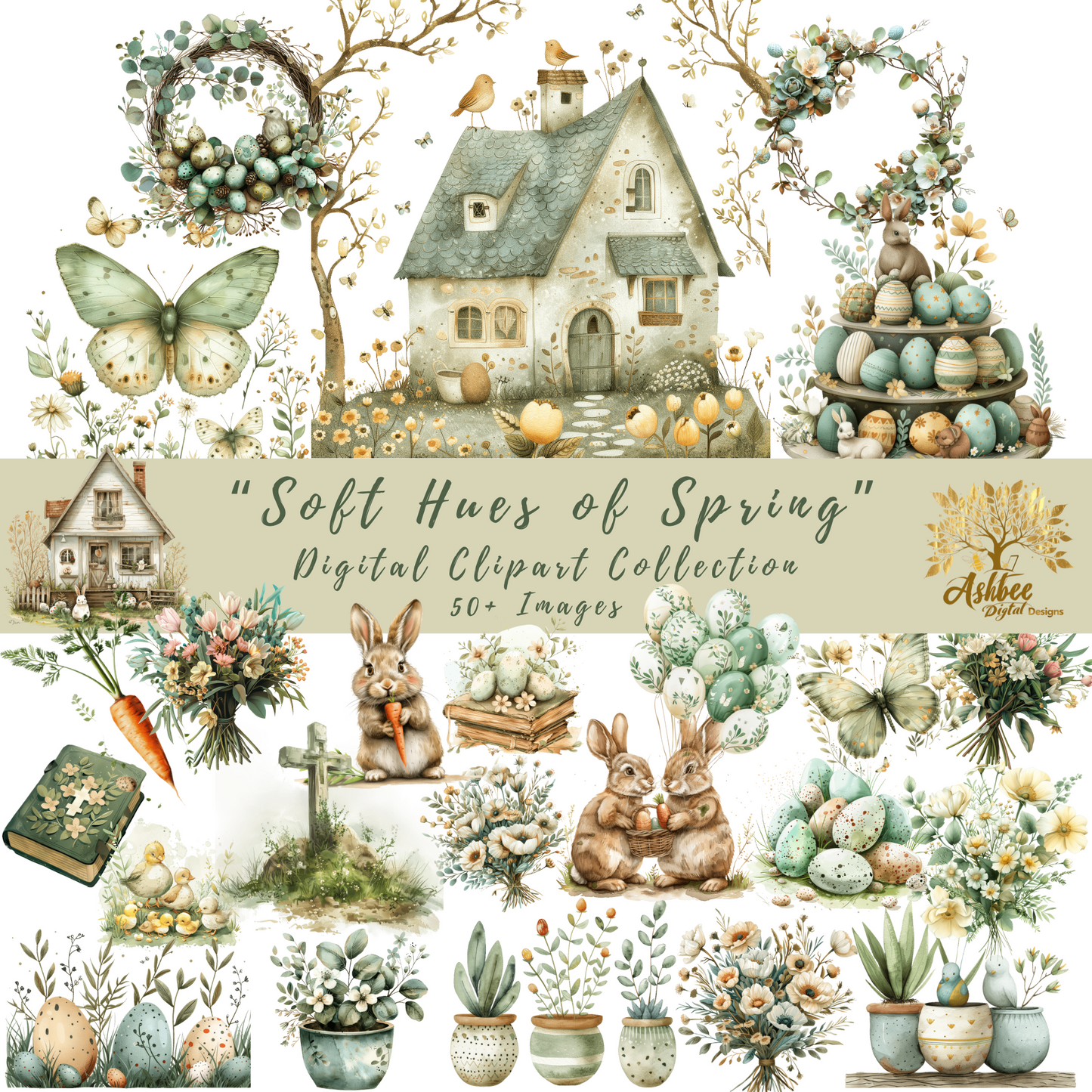 Digital Clipart - "Soft Hues of Spring"