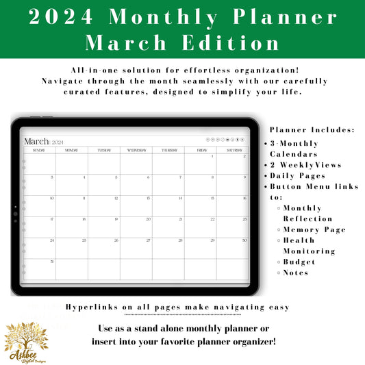 March 2024 Monthly Digital Planner