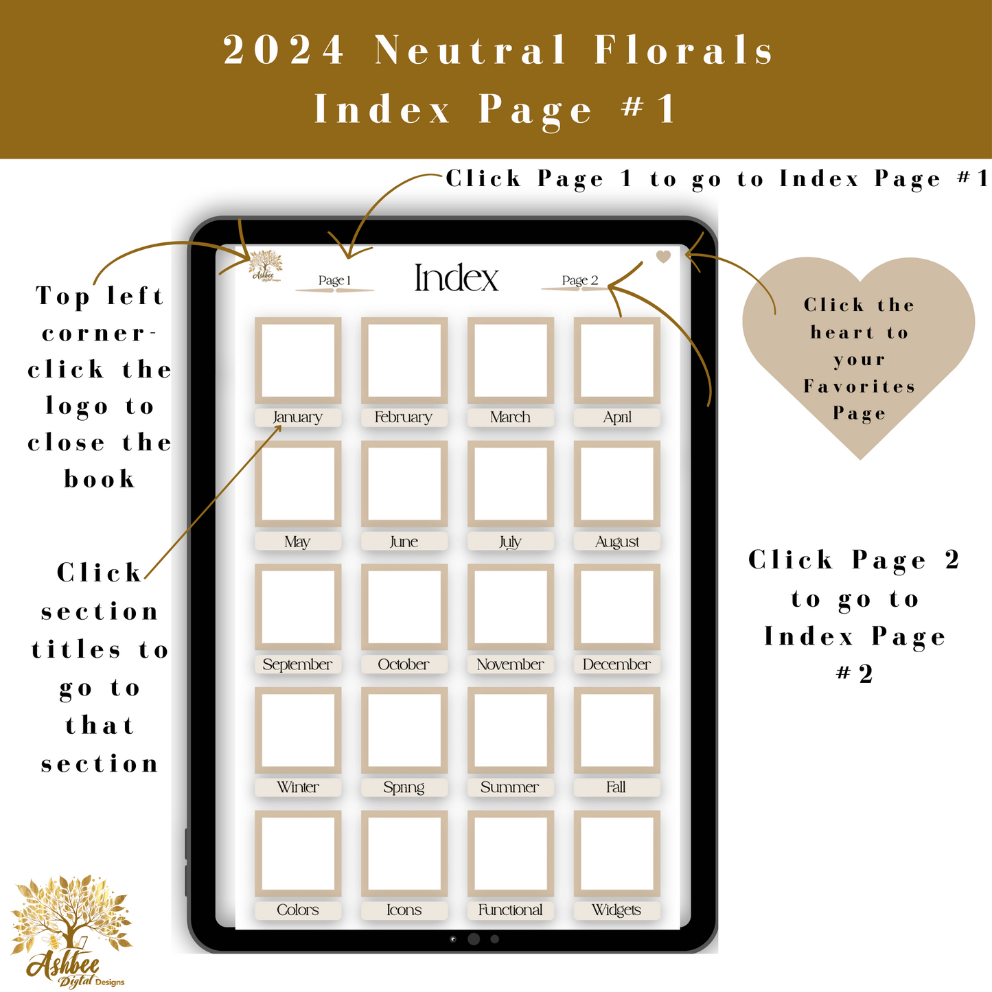 Vertical Blank Sticker Book - Neutral Florals