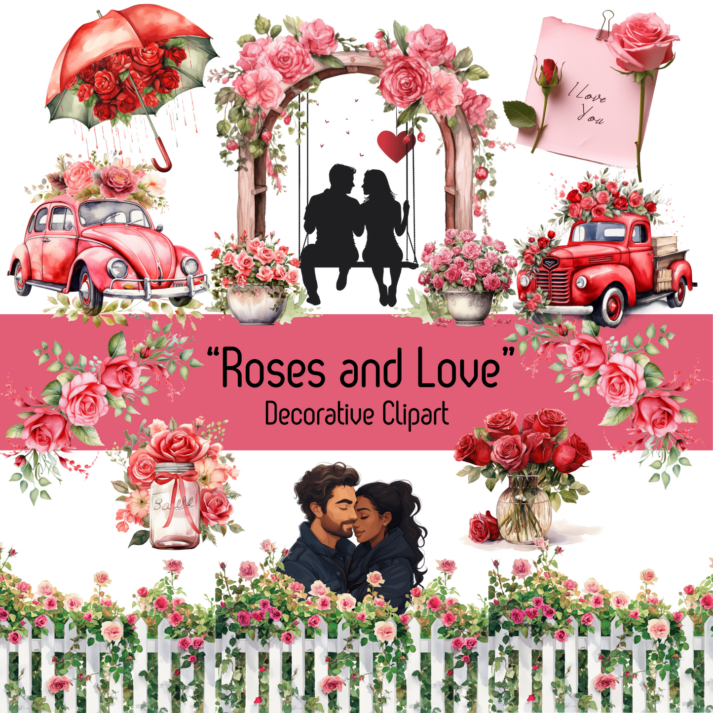 Digital Clipart-"Roses and Love"