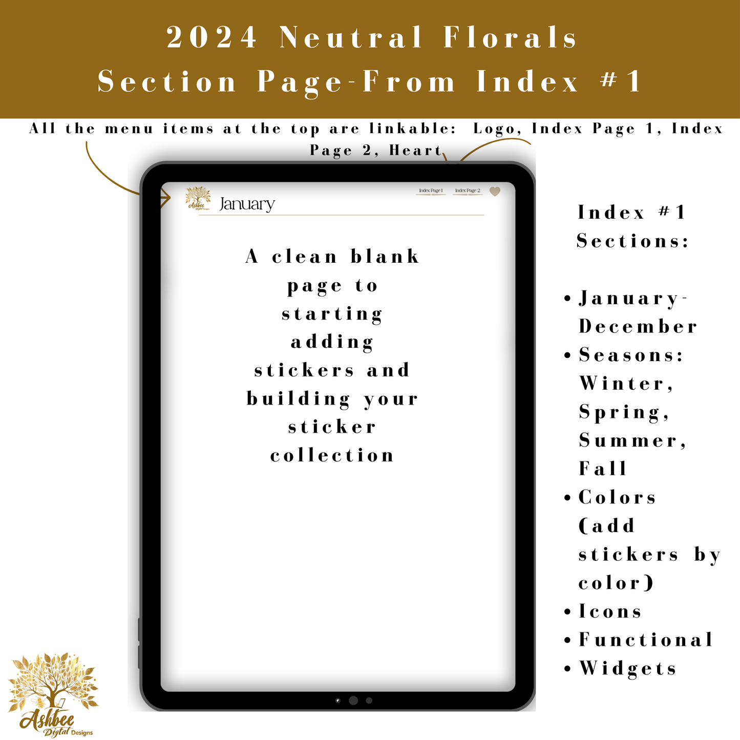 Vertical Blank Sticker Book - Neutral Florals