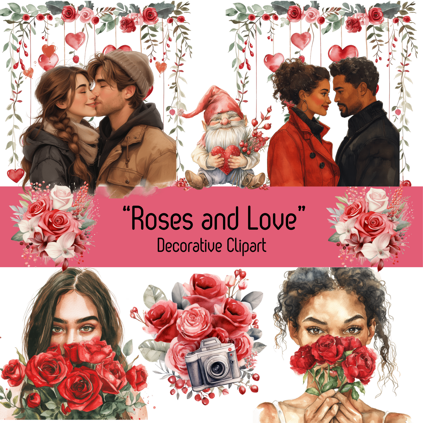 Digital Clipart-"Roses and Love"