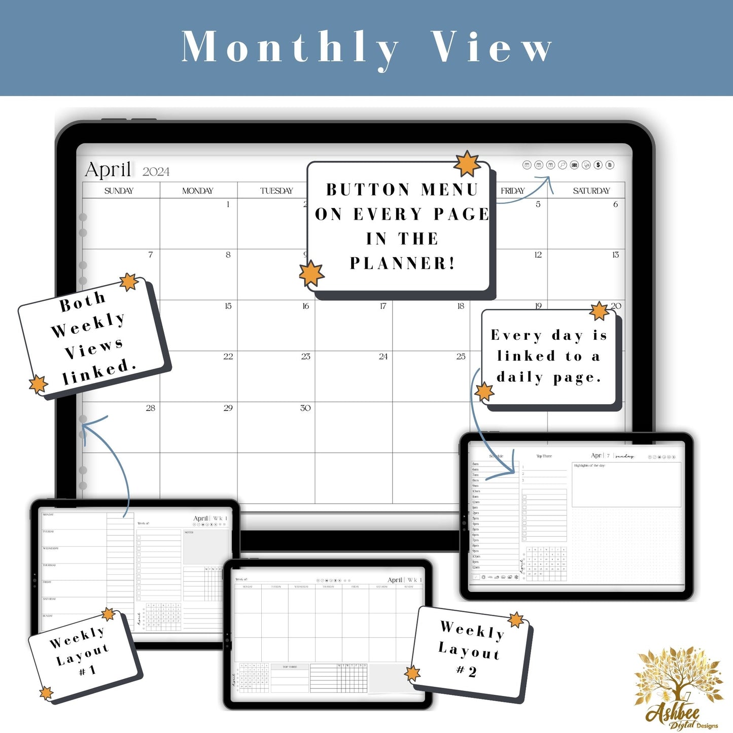 April 2024 Monthly Digital Planner