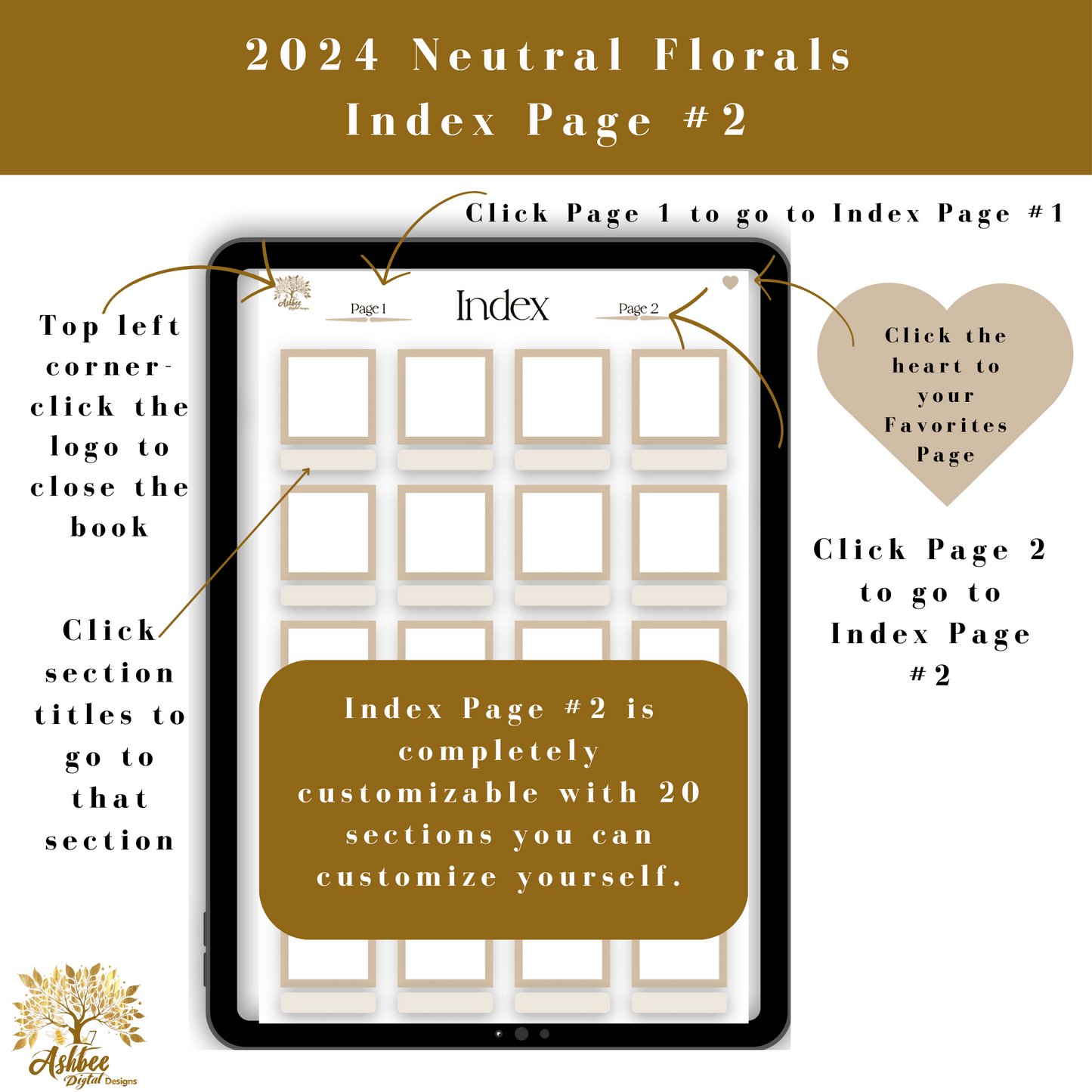 Vertical Blank Sticker Book - Neutral Florals