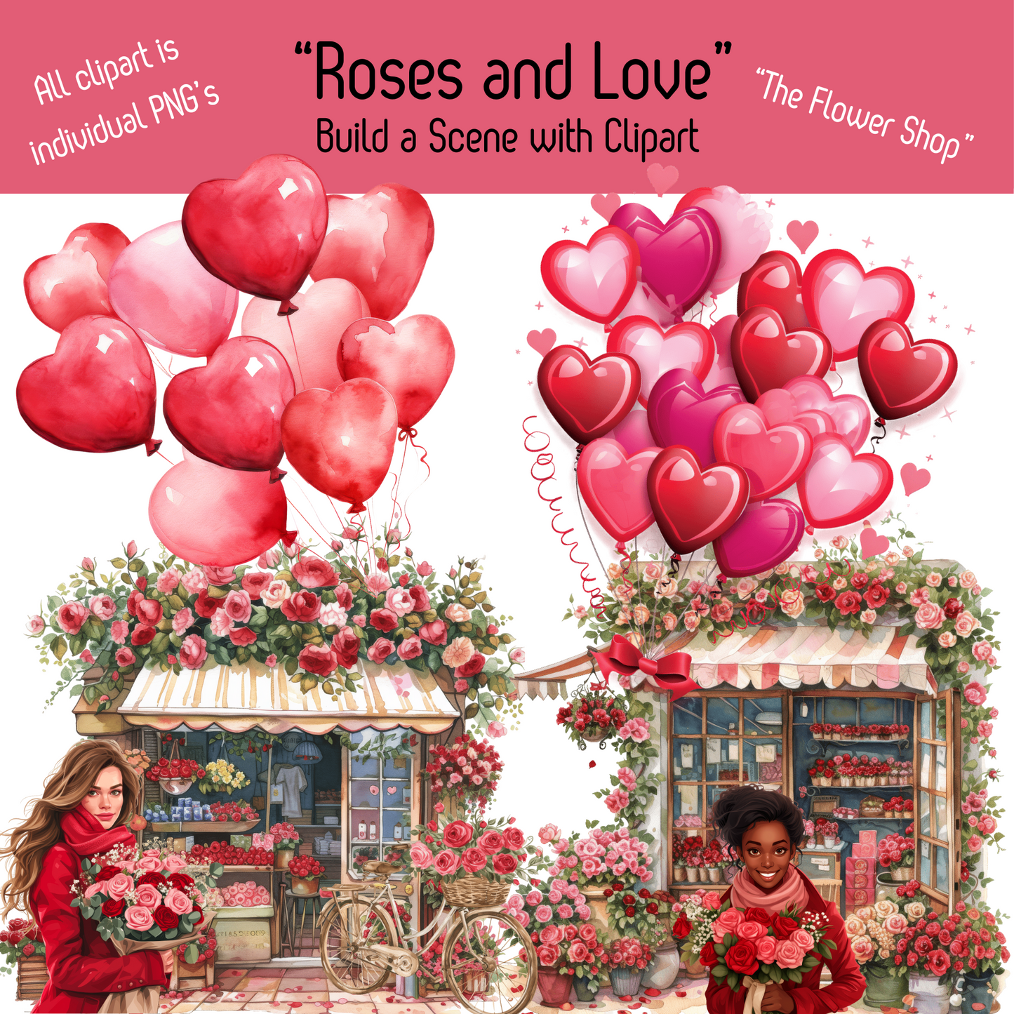 Digital Clipart-"Roses and Love"