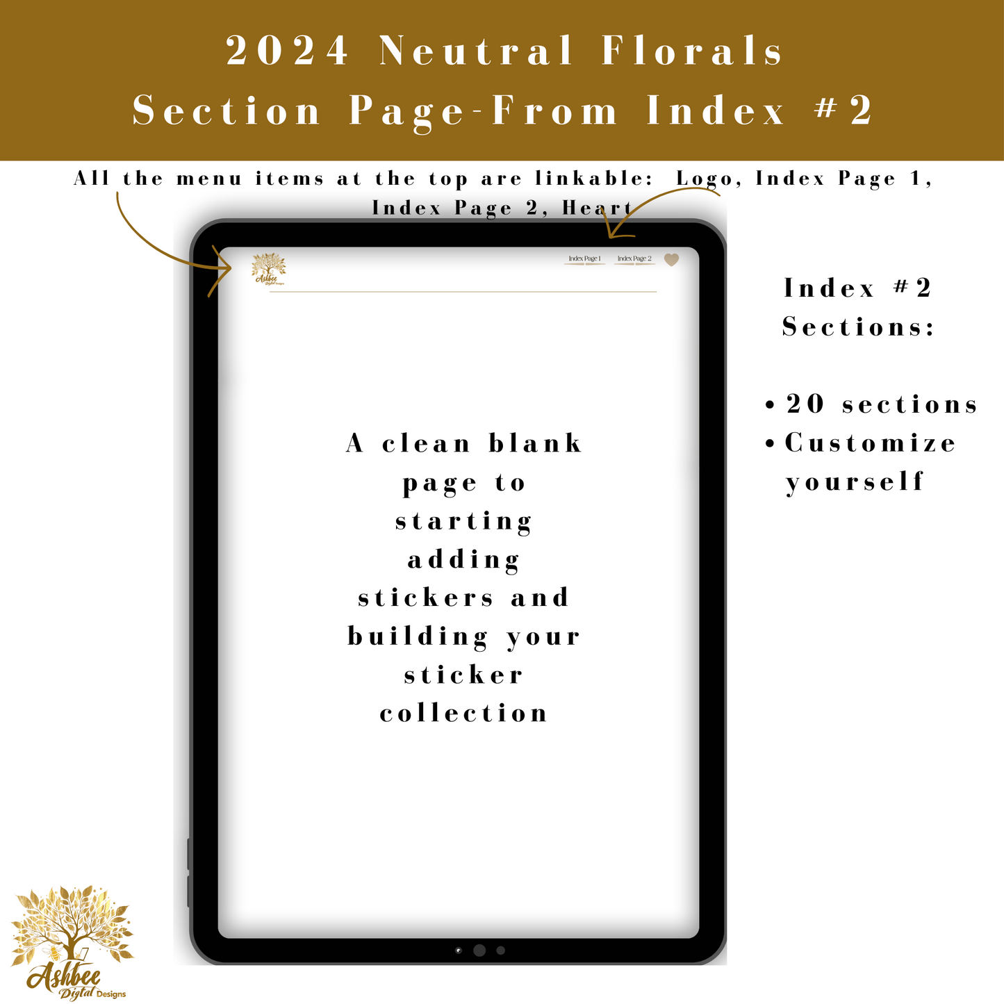 Vertical Blank Sticker Book - Neutral Florals