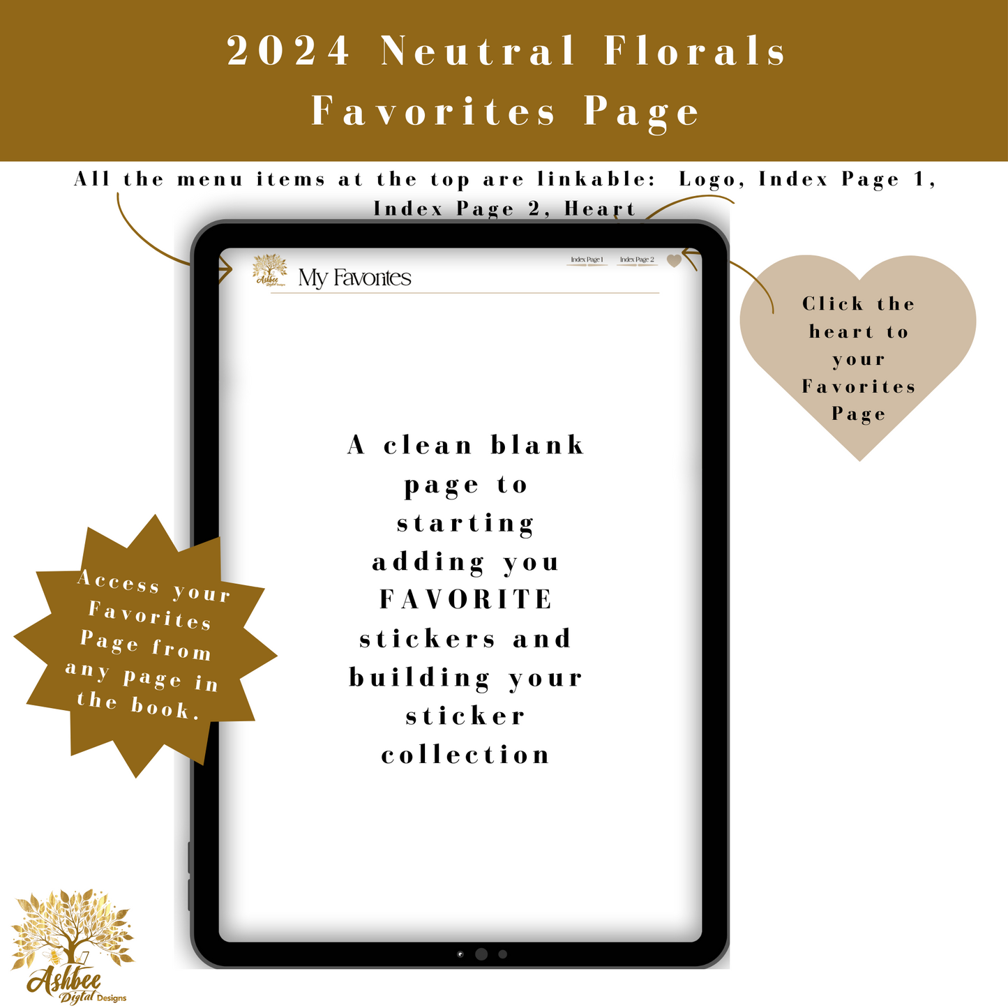 Vertical Blank Sticker Book - Neutral Florals