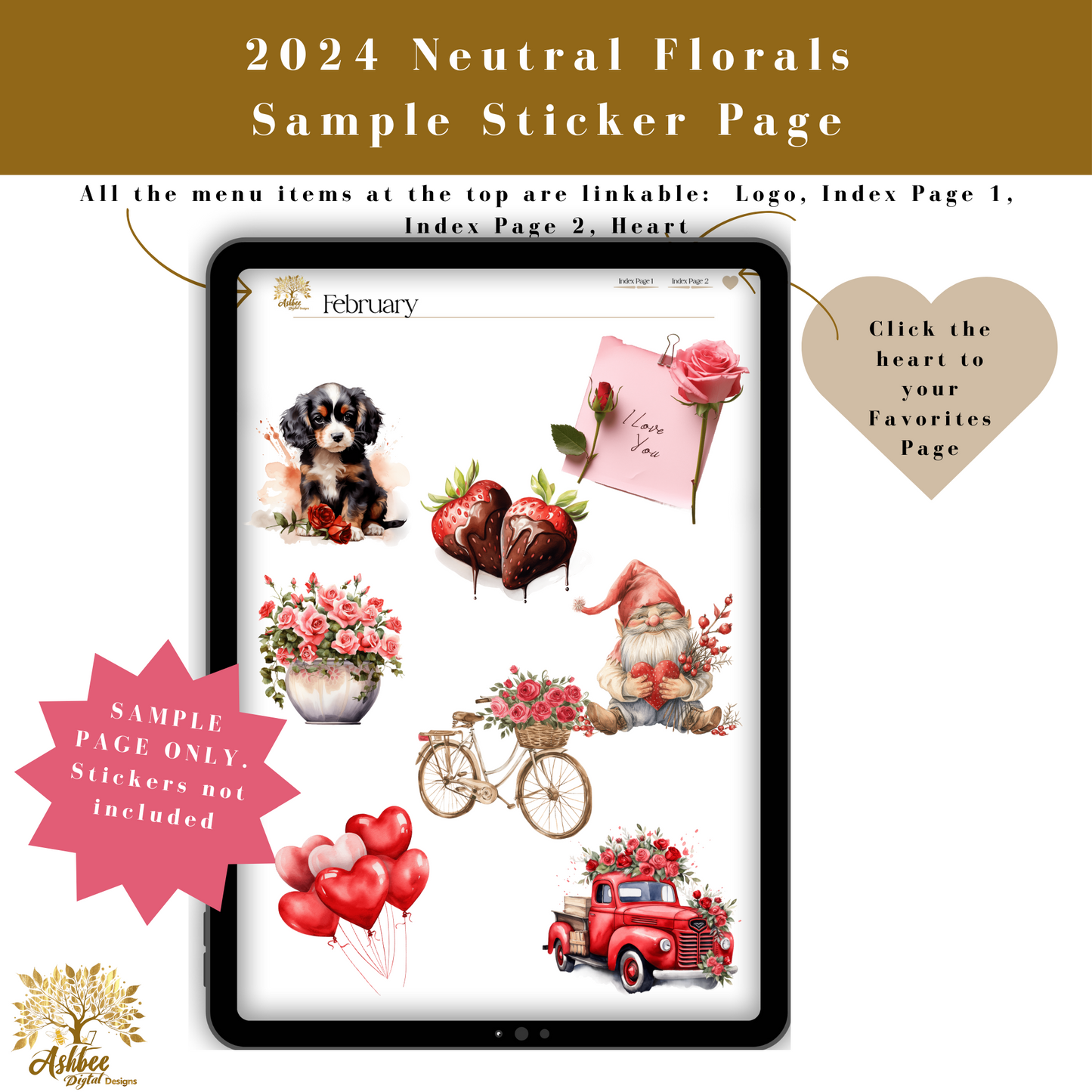 Vertical Blank Sticker Book - Neutral Florals